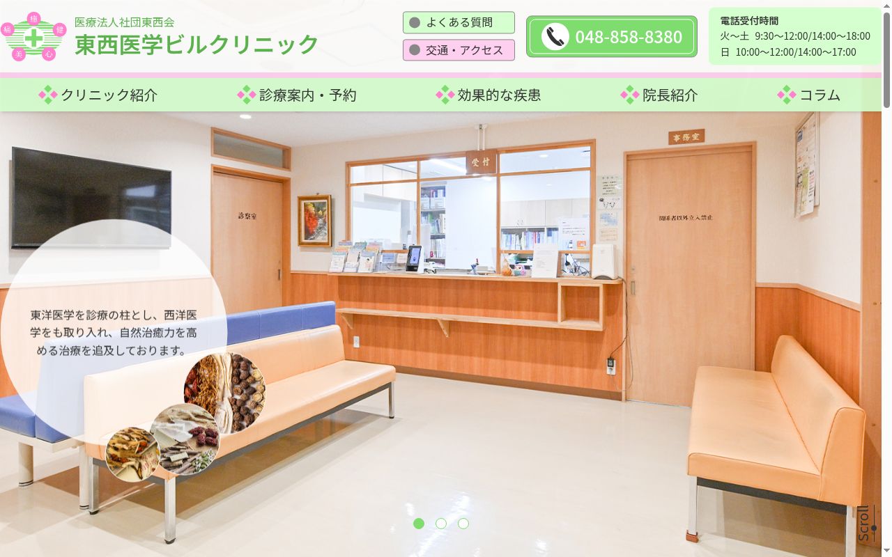医療法人社団東西会東西医学ビルクリニックの公式サイトのスクリーンショット