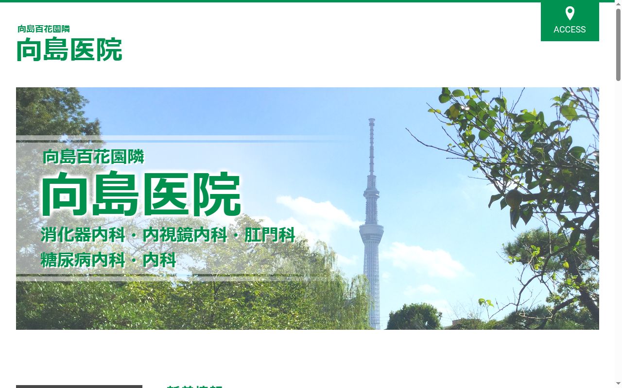 向島医院の公式サイトのスクリーンショット