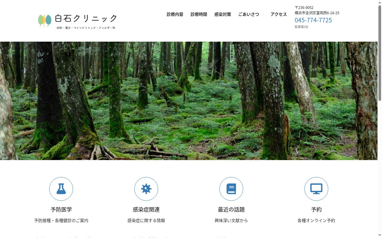 白石クリニックの公式サイトのスクリーンショット