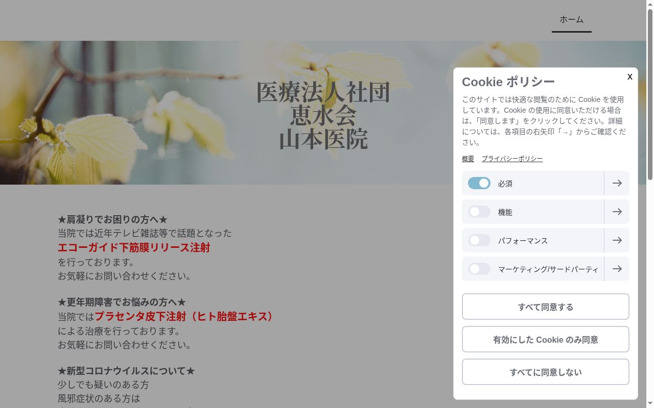 医療法人社団　恵水会　山本医院の公式サイトのスクリーンショット