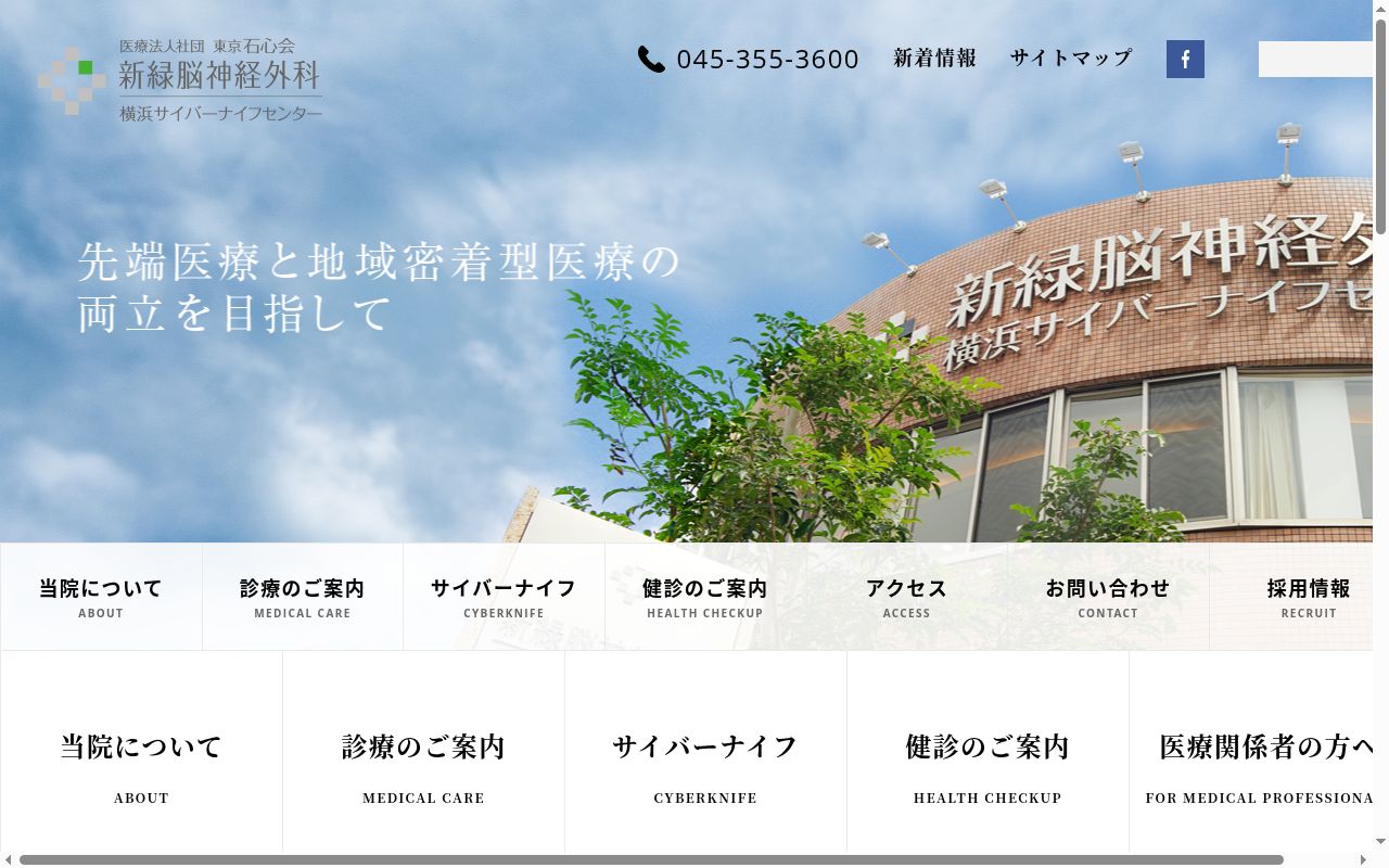 医療法人社団東京石心会 新緑脳神経外科の公式サイトのスクリーンショット