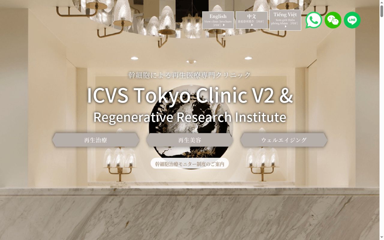 医療法人社団ＩＣＶＳ　Ｔｏｋｙｏ　Ｃｌｉｎｉｃ　Ｖ２の公式サイトのスクリーンショット