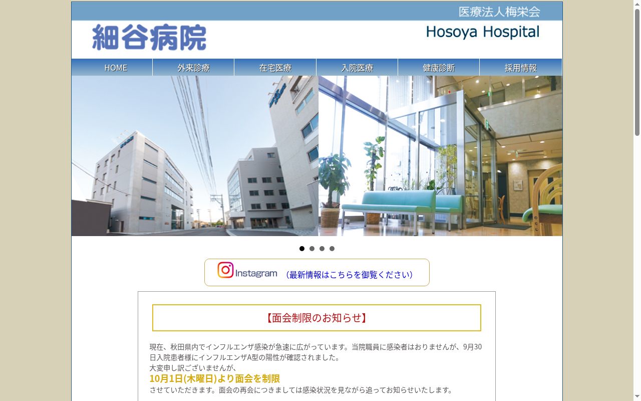 医療法人梅栄会　細谷病院の公式サイトのスクリーンショット