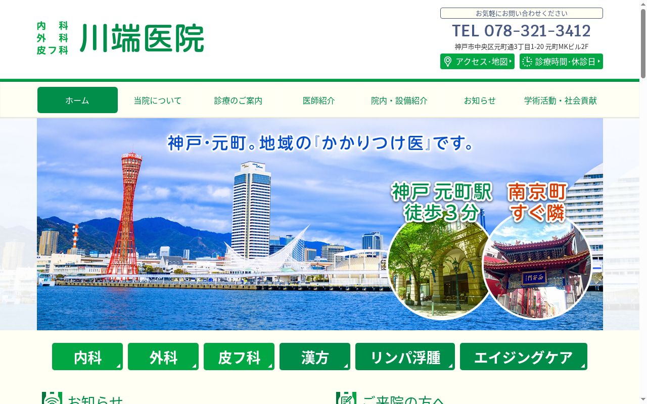 川端医院内科　外科　皮フ科の公式サイトのスクリーンショット