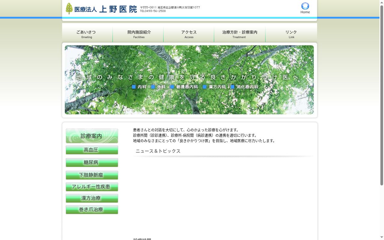 医療法人 上野医院の公式サイトのスクリーンショット