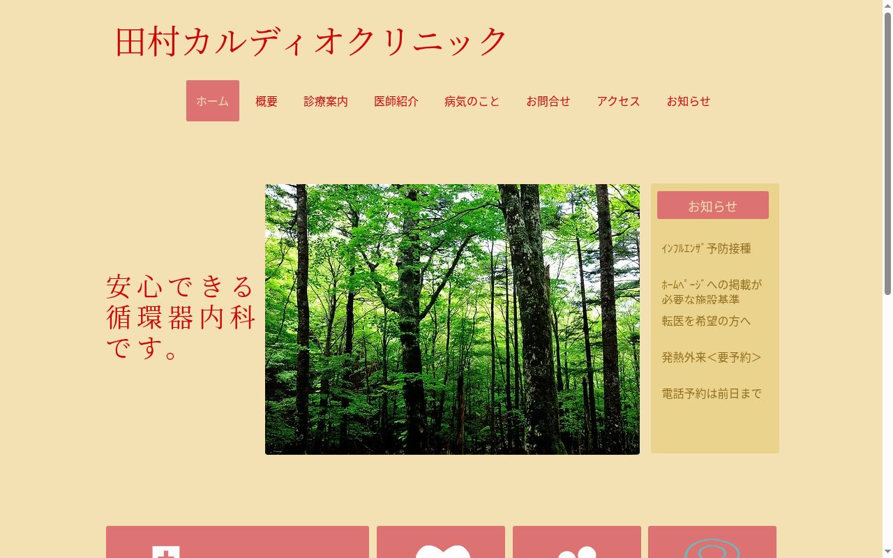 医療法人波川会 田村カルディオクリニックの公式サイトのスクリーンショット