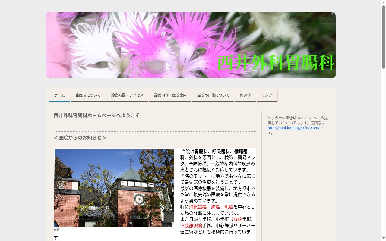 西井外科胃腸科の公式サイトのスクリーンショット
