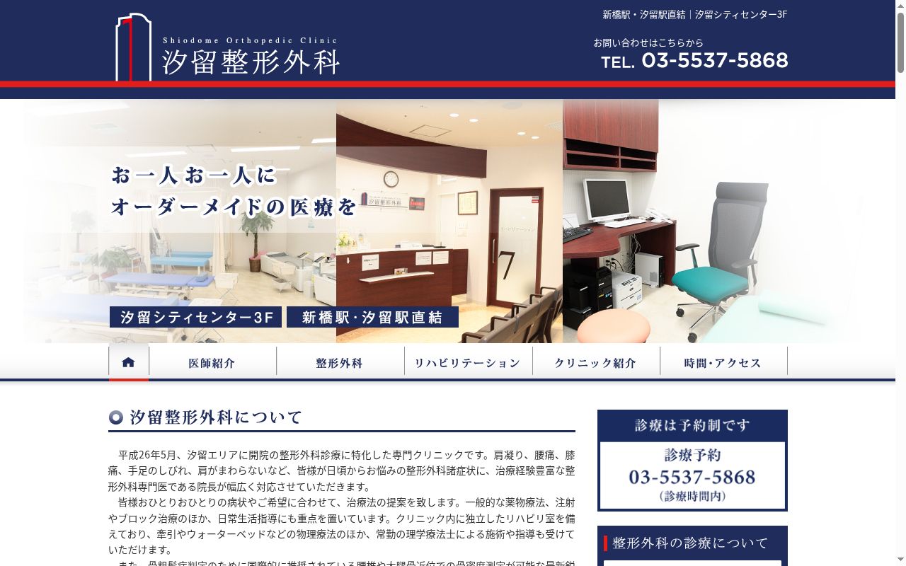 医療法人社団隆園会 汐留整形外科の公式サイトのスクリーンショット