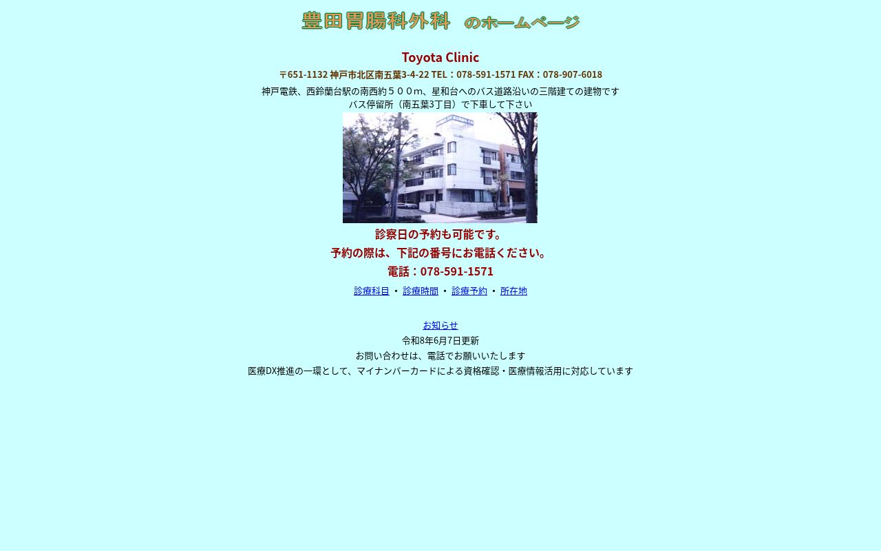 豊田胃腸科外科の公式サイトのスクリーンショット