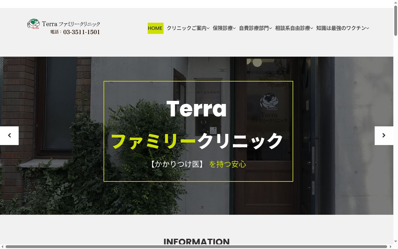 Ｔｅｒｒａ　ファミリークリニックの公式サイトのスクリーンショット