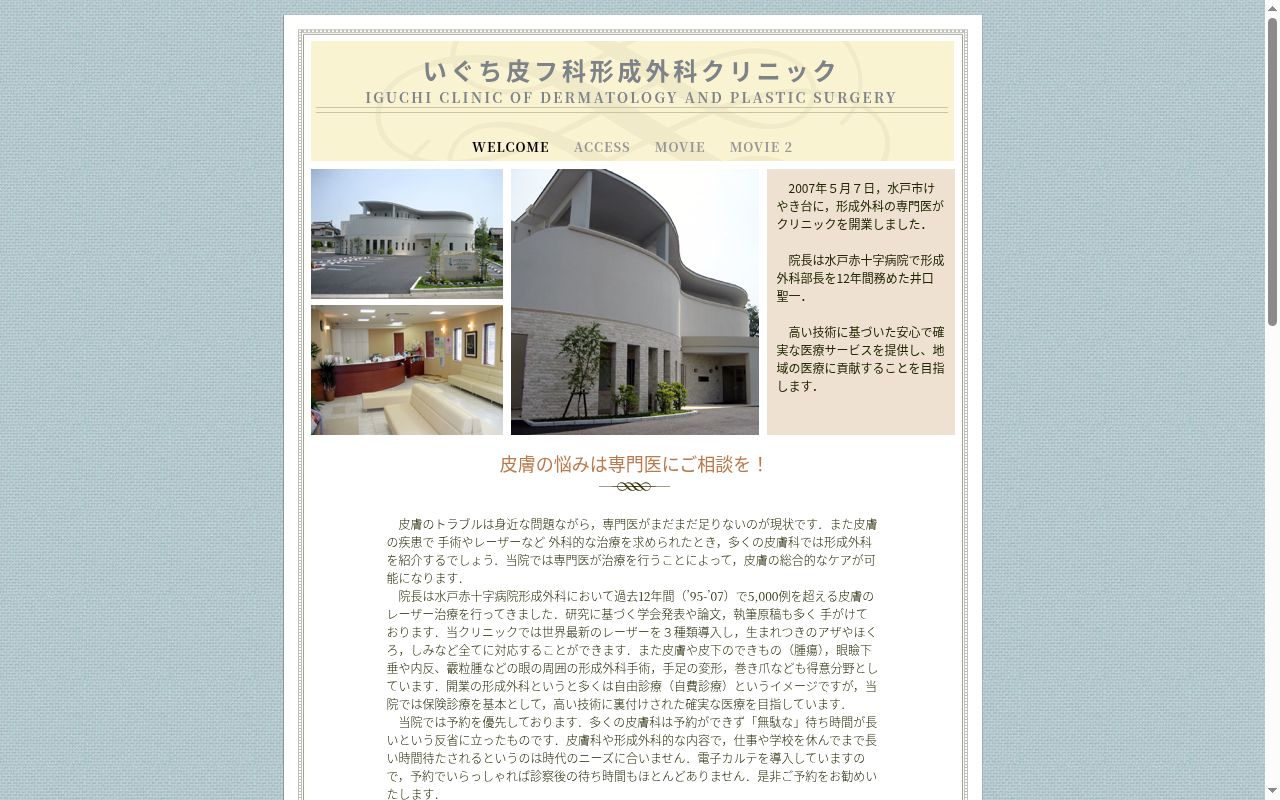 医療法人聖記会　いぐち皮フ科形成外科クリニックの公式サイトのスクリーンショット