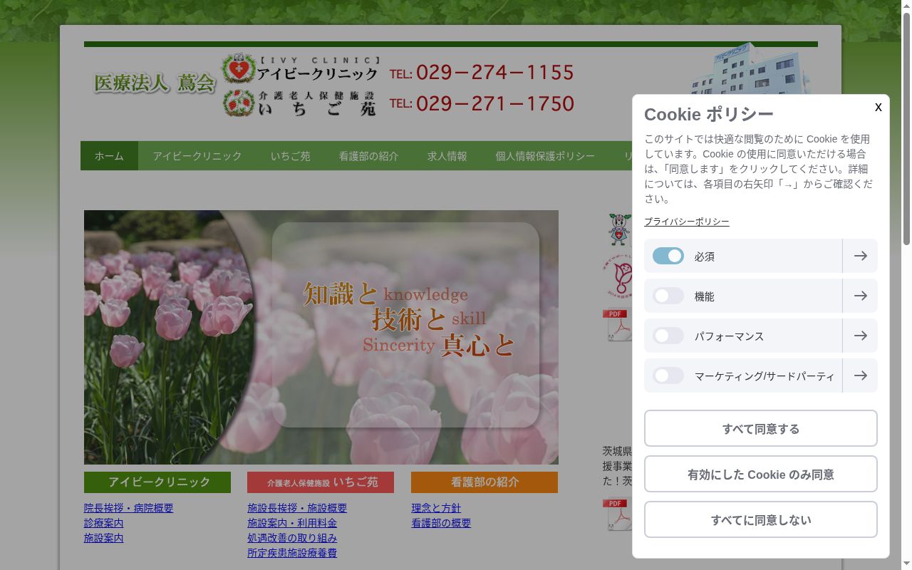 医療法人蔦会アイビークリニックの公式サイトのスクリーンショット