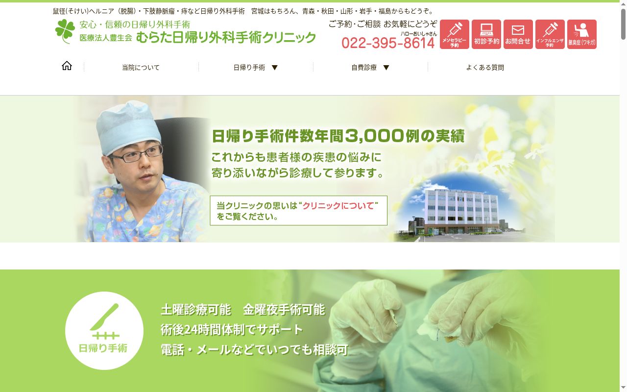 医療法人　豊生会　むらた日帰り外科手術クリニックの公式サイトのスクリーンショット