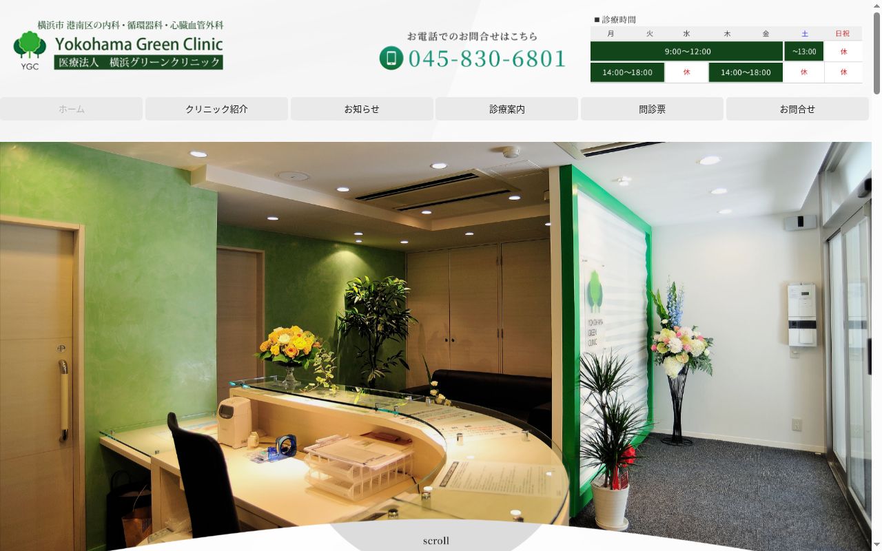 医療法人　横浜グリーンクリニックの公式サイトのスクリーンショット