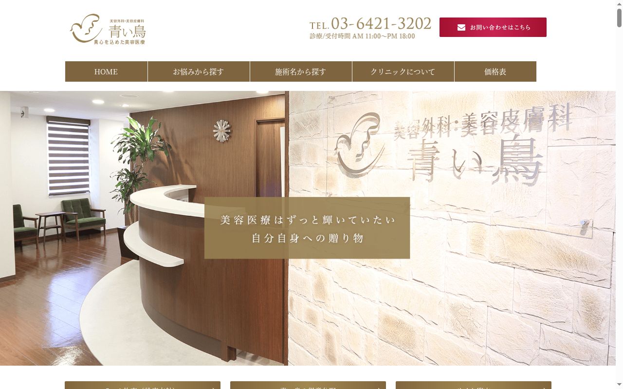 医療法人社団おおるり会 美容外科・美容皮膚科青い鳥の公式サイトのスクリーンショット
