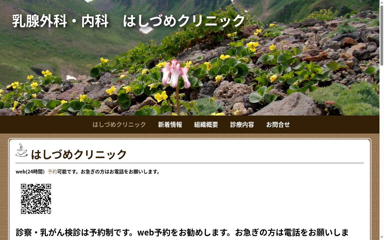 はしづめクリニックの公式サイトのスクリーンショット