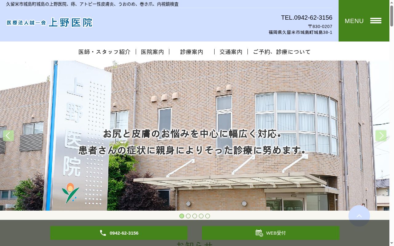 医療法人　誠一会上野医院の公式サイトのスクリーンショット