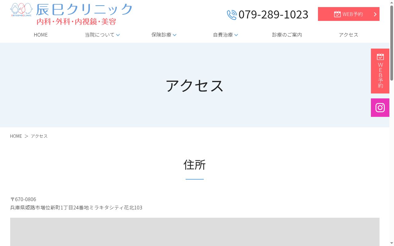 辰巳クリニックの公式サイトのスクリーンショット