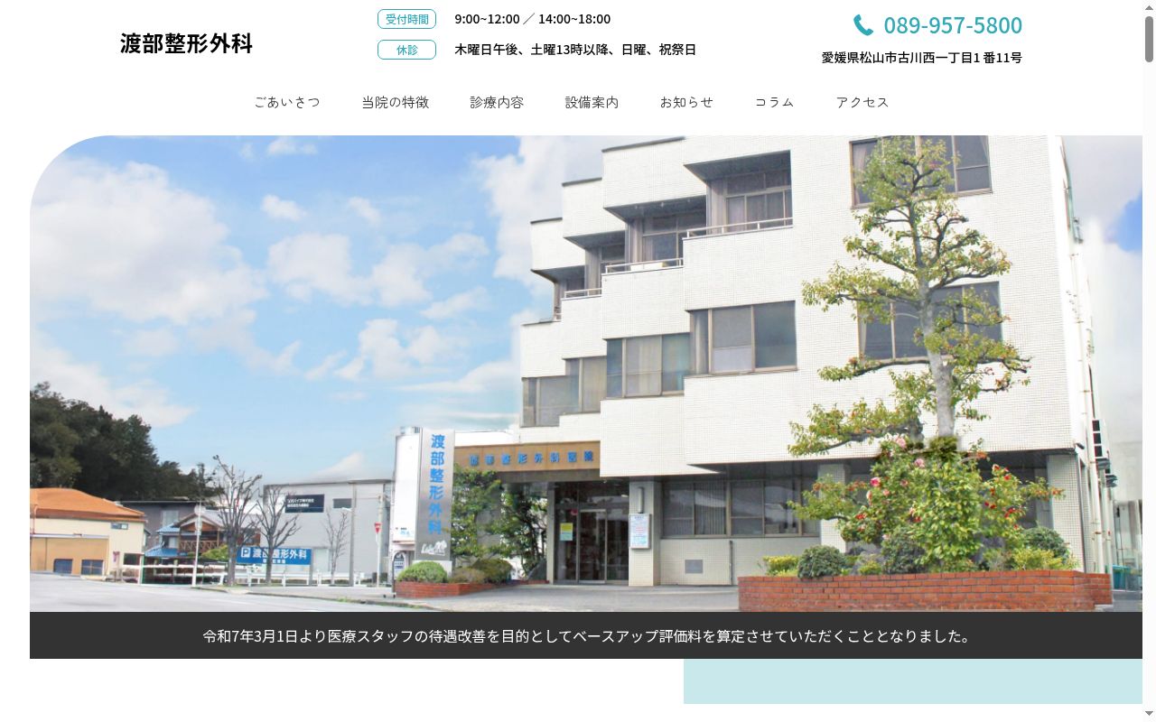 医療法人社団　渡部整形外科の公式サイトのスクリーンショット